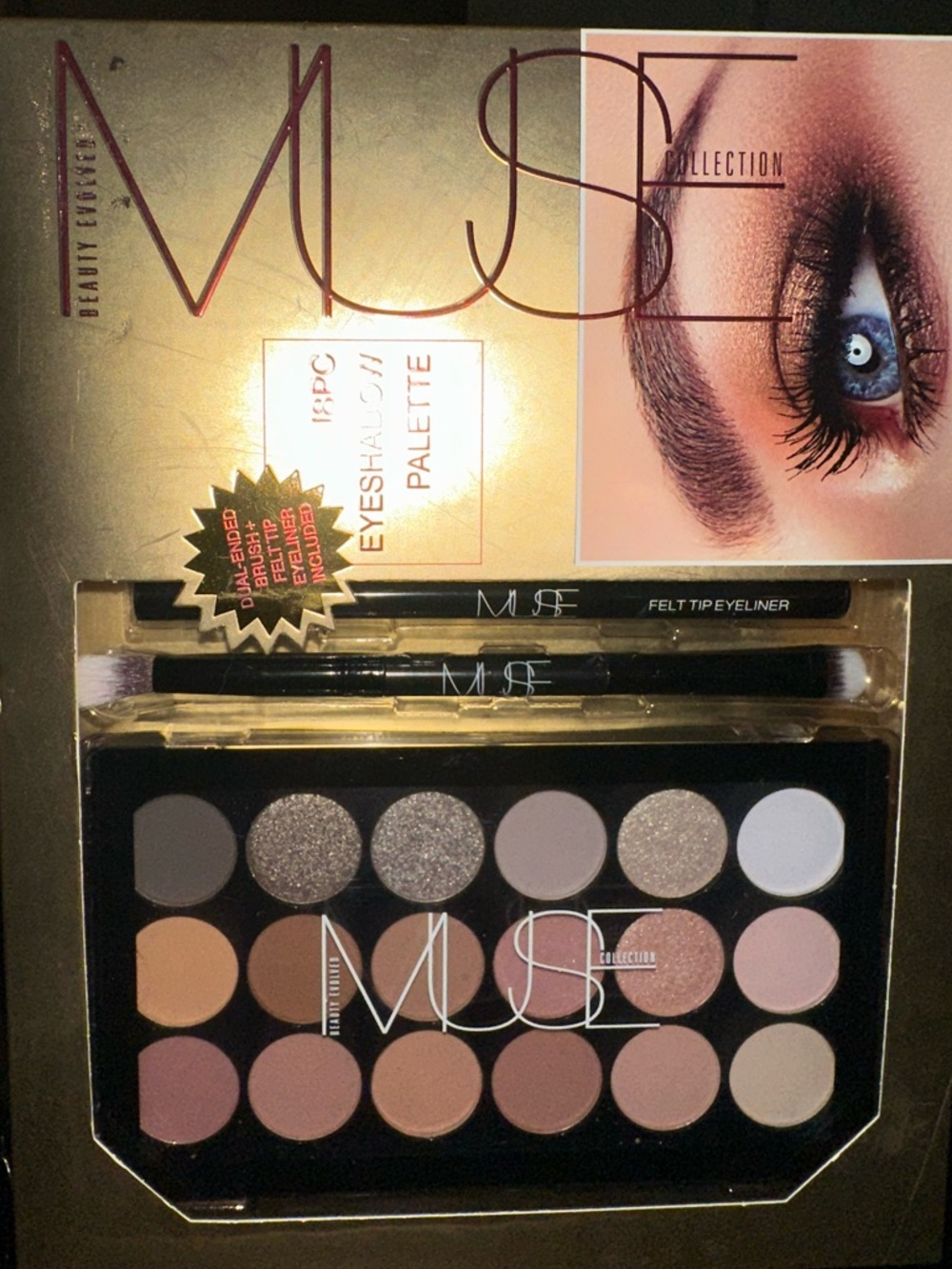 Muse 18-Piece Eyeshadow Palette - Neutral Browns, Taupes & Shimmers